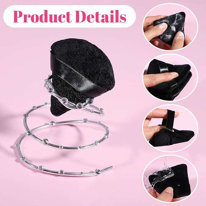 Pimoys 6 Pcs Powder Puff, Face Soft Triangle Makeup Puff Velour Makeup Sponge for Loose Powder (Black) - Image 4