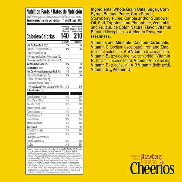 Strawberry Banana Cheerios, Heart Healthy Gluten Free Breakfast Cereal, Made with Whole Grain Oats, Family Size, 19 oz - Image 2