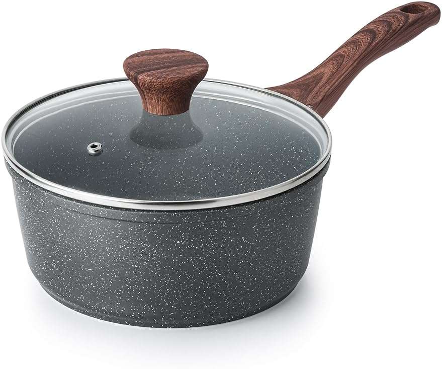SENSARTE Nonstick Saucepan with Lid, 1.5 Quarts Small Pot with Swiss Granite Coating, Stay-cool Handle, Multipurpose Handy Sauce Pot Small Kitchen Cooking Pot, Induction Comptable, PFOA Free - Image 1