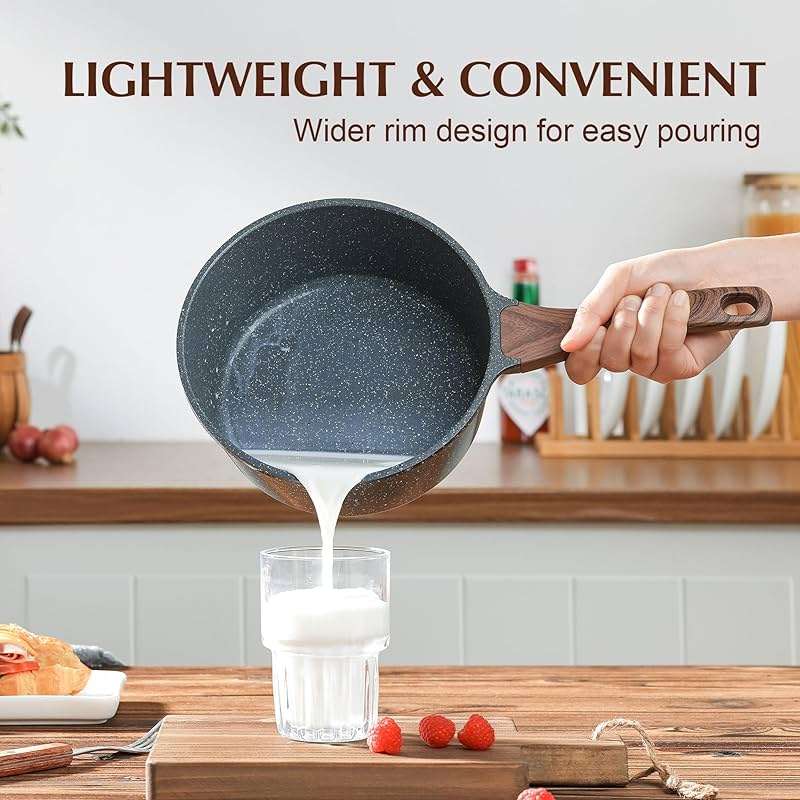SENSARTE Nonstick Saucepan with Lid, 1.5 Quarts Small Pot with Swiss Granite Coating, Stay-cool Handle, Multipurpose Handy Sauce Pot Small Kitchen Cooking Pot, Induction Comptable, PFOA Free - Image 4