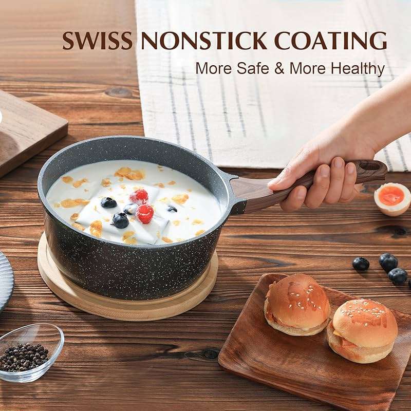 SENSARTE Nonstick Saucepan with Lid, 1.5 Quarts Small Pot with Swiss Granite Coating, Stay-cool Handle, Multipurpose Handy Sauce Pot Small Kitchen Cooking Pot, Induction Comptable, PFOA Free - Image 7