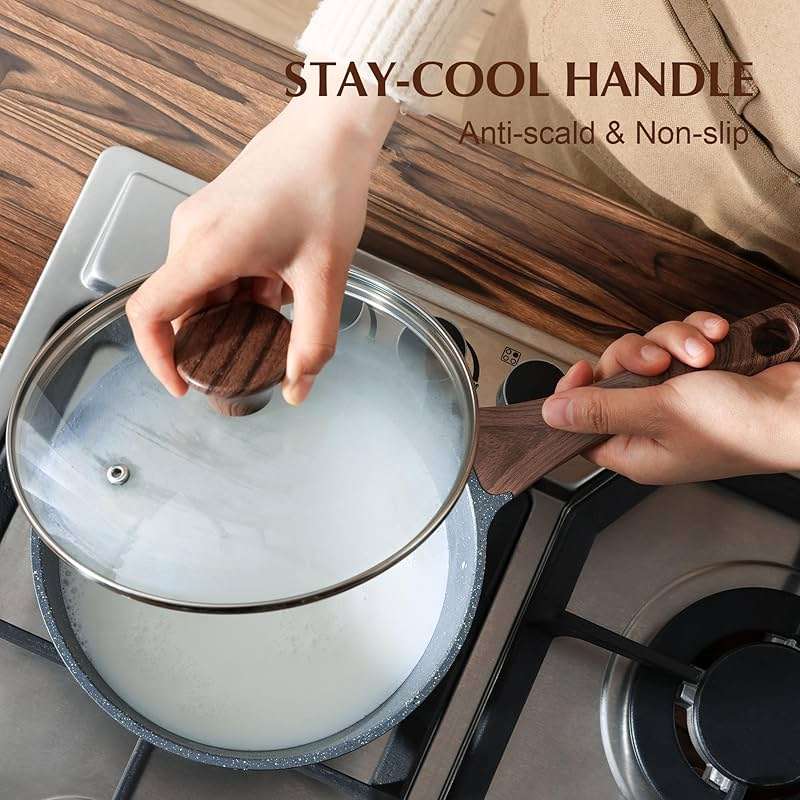 SENSARTE Nonstick Saucepan with Lid, 1.5 Quarts Small Pot with Swiss Granite Coating, Stay-cool Handle, Multipurpose Handy Sauce Pot Small Kitchen Cooking Pot, Induction Comptable, PFOA Free - Image 8