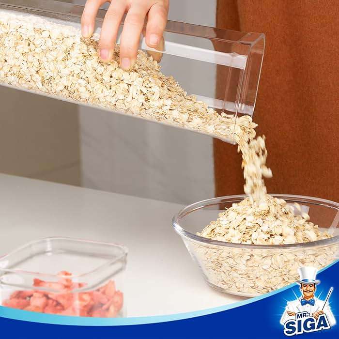 MR.SIGA 6 Piece Airtight Food Storage Container Set, BPA Free Kitchen Pantry Organization Canisters, One-handed Kitchen Storage Containers for Cereal, Spaghetti, Pasta, White - Image 2