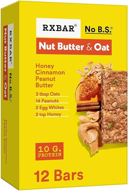 RXBAR Nut Butter and Oat Protein Bars, Protein Snacks, Snack Bars, Honey Cinnamon Peanut Butter, 23.2oz Box (12 Count) - Image 1