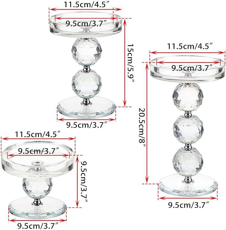 OwnMy Set of 3 Crystal Glass Pillar Candlestick Holders Clear Pillar Candle Holders Sets, Tealight Votive Candle Stands Modern Candle Centerpiece for Living Room Wedding Decor - Image 3