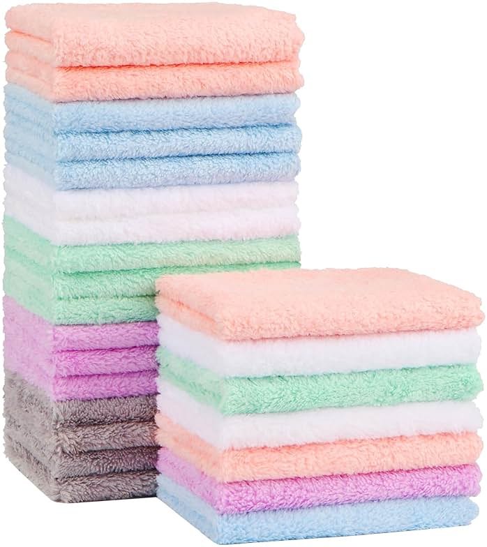 Orighty Baby Washcloths 24-Pack(7''x9''), Microfiber Coral Fleece Baby Towels, Super Soft and Absorbent Wash Cloths for Newborns, Infants and Toddlers, Gentle on Delicate Skin for Face Hands and Body - Product Image