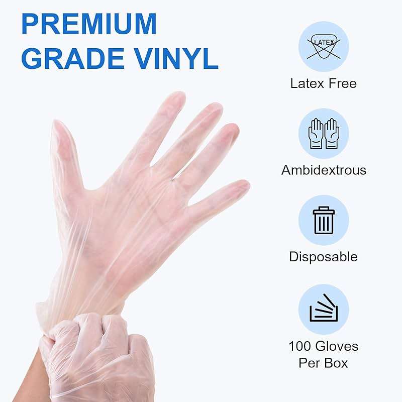 Schneider Clear Vinyl Exam Gloves, Latex-Free, Disposable Medical Gloves, Cleaning Gloves, Food Safe, Powder-Free, 4 mil - Image 3