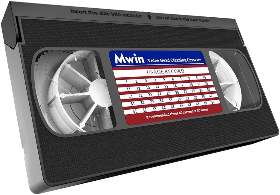 Mwin VHS Head Cleaner for VHS/VCR Players, Dry Technology- No Fluid Reusable Video Head Cleaner Tape - Product Image