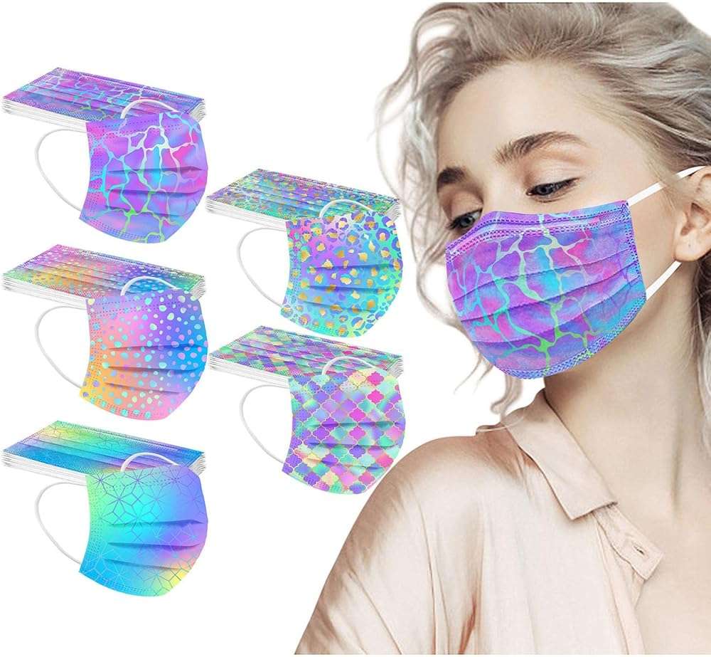 Peky 50PCS Tie Dye Face_Mask for Adults,3 Ply Breathable Cute Disposable_Masks for Women,Gradient FaceMask with Desgin for Daily Use - Image 1