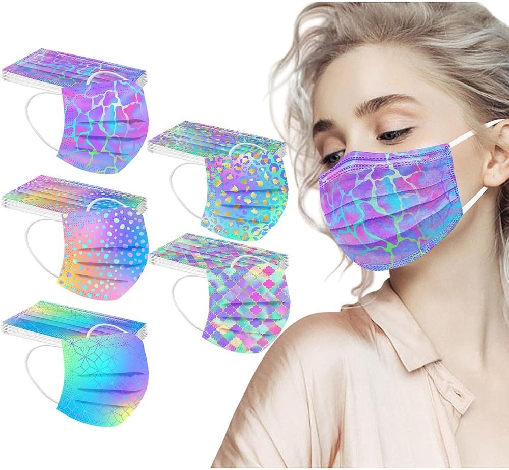 Peky 50PCS Tie Dye Face_Mask for Adults,3 Ply Breathable Cute Disposable_Masks for Women,Gradient FaceMask with Desgin for Daily Use - Product Image