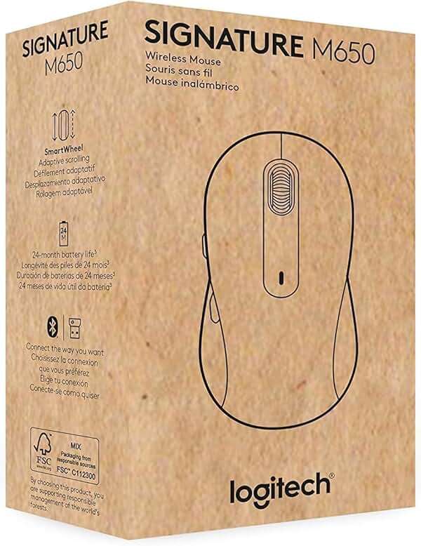 Logitech Signature M650 Wireless Mouse - for Small to Medium Sized Hands, 2-Year Battery, Silent Clicks, Customizable Side Buttons, Bluetooth, for PC/Mac/Multi-Device/Chromebook - Black - Image 12