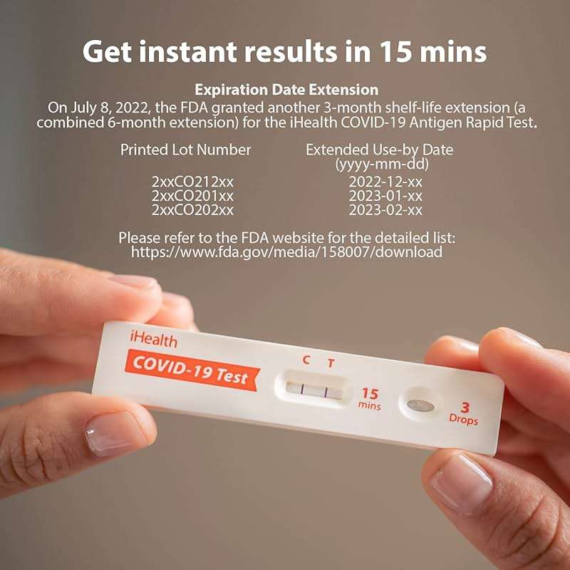 iHealth COVID-19 Antigen Rapid Test, 1 Pack, 2 Tests Total, FDA EUA Authorized OTC at-Home Self Test, Results in 15 Minutes with Non-invasive Nasal Swab, Easy to Use & No Discomfort - Image 2