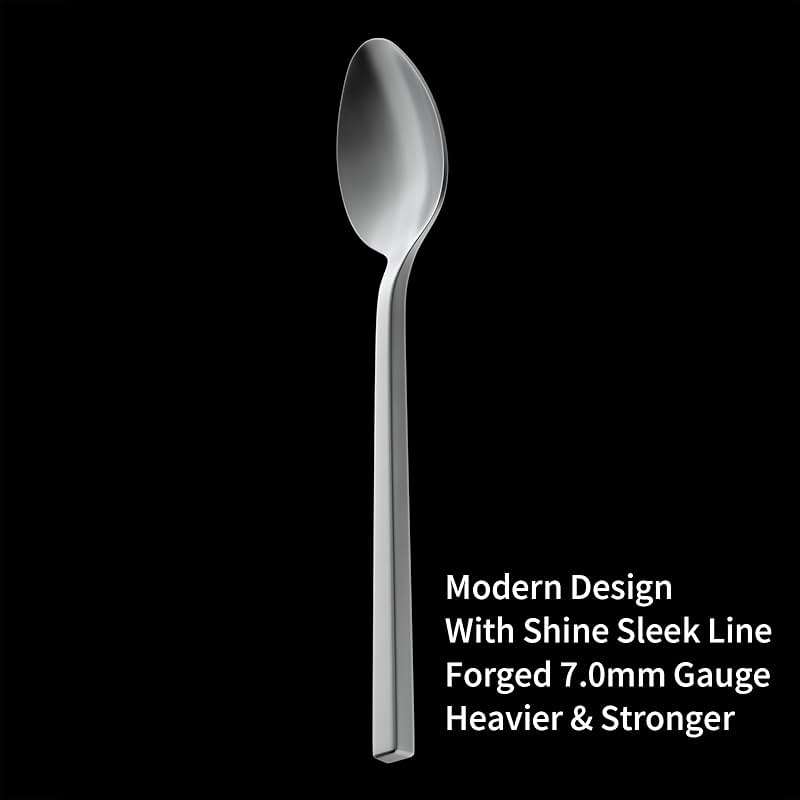 Alata Cube 20-Piece Forged Silverware Set Stainless Steel Flatware Set,Service for 4,Matte Satin Polished Cutlery Set,Dishwasher Safe - Image 3