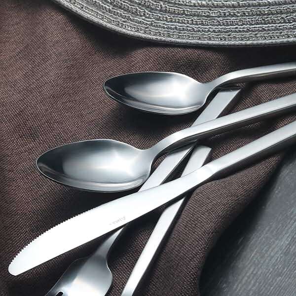 Alata Cube 20-Piece Forged Silverware Set Stainless Steel Flatware Set,Service for 4,Matte Satin Polished Cutlery Set,Dishwasher Safe - Image 4