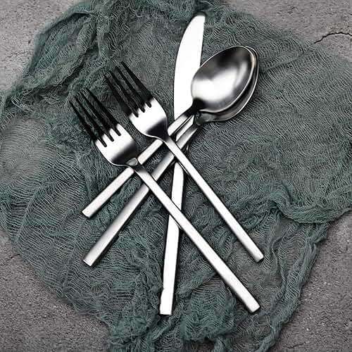 Alata Cube 20-Piece Forged Silverware Set Stainless Steel Flatware Set,Service for 4,Matte Satin Polished Cutlery Set,Dishwasher Safe - Image 6