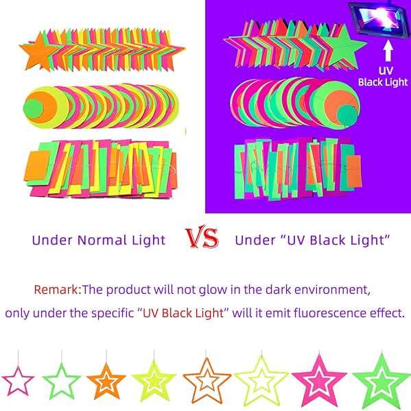 540feet Paper UV Neon Garland Neon Streamers Glow in The Dark Neon Party Supplies and Decorations Glow in The Dark Streamers Blacklight Reactive Fluorescent Black Light Party Kit for Birthday Wedding - Image 3