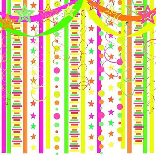 540feet Paper UV Neon Garland Neon Streamers Glow in The Dark Neon Party Supplies and Decorations Glow in The Dark Streamers Blacklight Reactive Fluorescent Black Light Party Kit for Birthday Wedding - Image 6