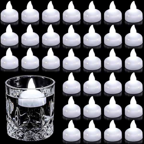Honoson 36 Pack 1.6" Flameless Led Floating Candles Waterproof Tealights Battery Operated Flickering Floating Candles for Wedding Centerpieces Pool Bath Party Anniversary Spa Home Decor(White Light) - Image 1