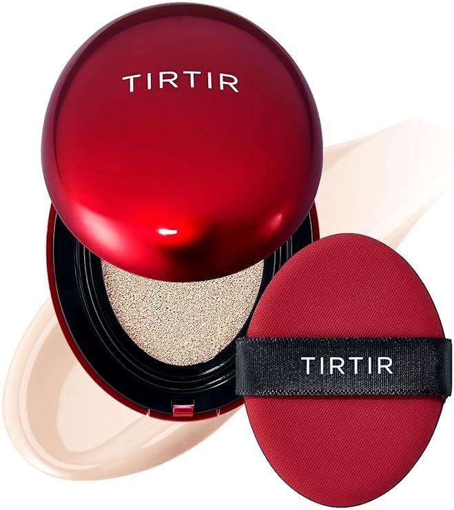 TIRTIR Mask Fit Red Cushion Foundation | Full coverage, Weightless, Skin fit, Satin Glow Finish, Korean Makeup BB Foundation, beauty, Tattoo cover up, Buildable (#17C Porcelain, 0.63 Fl Oz) - Product Image