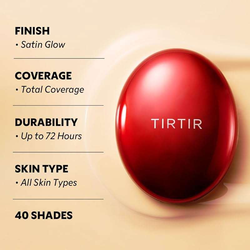 TIRTIR Mask Fit Red Cushion Foundation | Full coverage, Weightless, Skin fit, Satin Glow Finish, Korean Makeup BB Foundation, beauty, Tattoo cover up, Buildable (#17C Porcelain, 0.63 Fl Oz) - Image 4