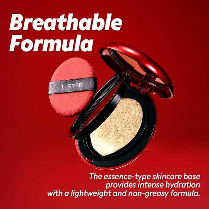 TIRTIR Mask Fit Red Cushion Foundation | Full coverage, Weightless, Skin fit, Satin Glow Finish, Korean Makeup BB Foundation, beauty, Tattoo cover up, Buildable (#17C Porcelain, 0.63 Fl Oz) - Image 5