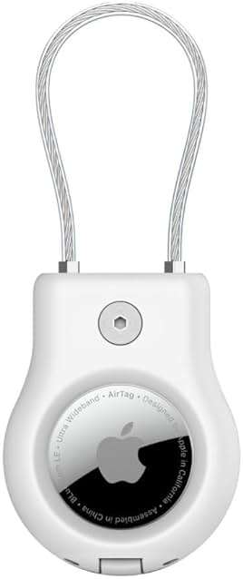 Belkin Apple AirTag Secure Holder With Wire Cable - AirTag Holder - Lock & Protect Air Tags In Durable Scratch Resistant Case - Protective AirTag Keychain Accessory For Keys, Luggage & More – White - Image 1