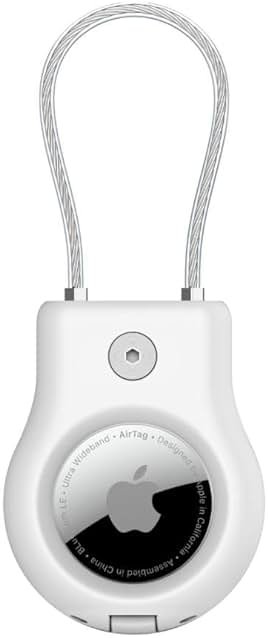 Belkin Apple AirTag Secure Holder With Wire Cable - AirTag Holder - Lock & Protect Air Tags In Durable Scratch Resistant Case - Protective AirTag Keychain Accessory For Keys, Luggage & More – White - Product Image
