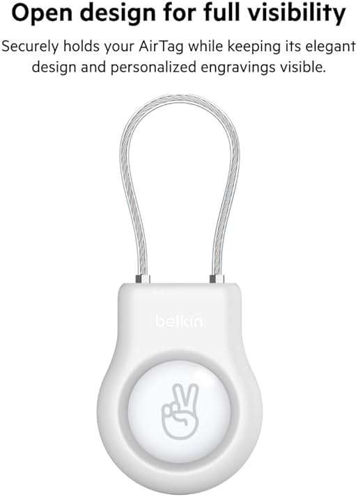Belkin Apple AirTag Secure Holder With Wire Cable - AirTag Holder - Lock & Protect Air Tags In Durable Scratch Resistant Case - Protective AirTag Keychain Accessory For Keys, Luggage & More – White - Image 6