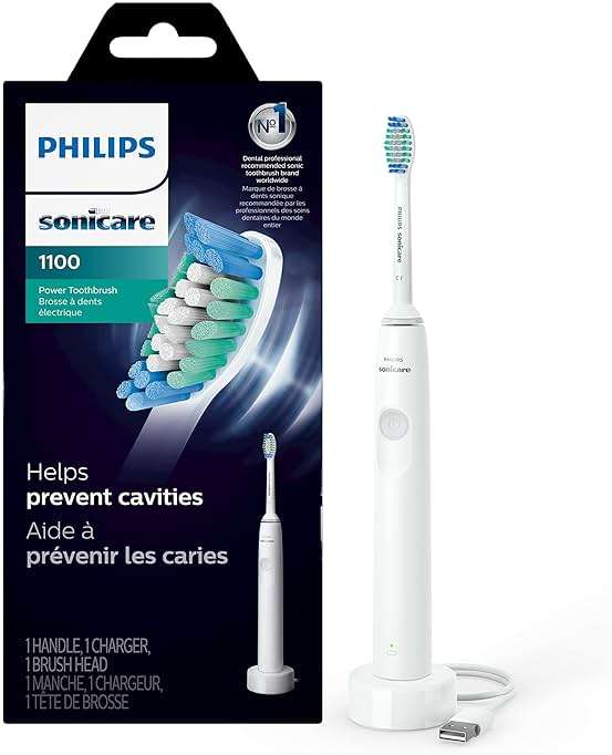 Philips Sonicare 1100 Series Electric Toothbrush - Sonic Toothbrush with Advanced Sonic Technology, EasyStart, Smartimer & Quadpacer, White, Model HX3641/02 - Image 1