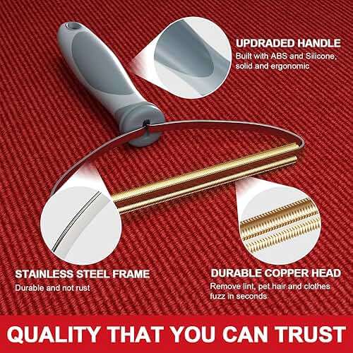 Pet Hair Remover, Dog Cat Hair Remover, Lint Cleaner Pro, Fur Removal Tool, Portable Carpet Scraper, Clothes Fuzz Rollers Hairball Shaver Brush for Carpets, Car Mat, Couch, Pet Bed, Furniture & Rug - Image 5