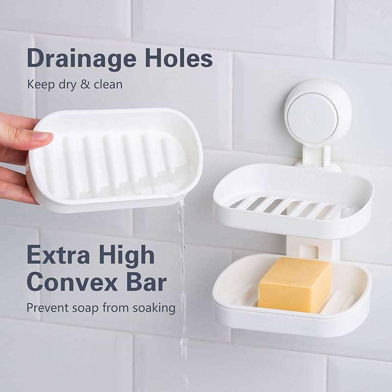 TAILI Suction Shower Grab Bar + Double Layer Soap Dish Holder Bathroom Safety Handle Bathroom Organizer No Drilling and Removable Suction Mounted - Image 6
