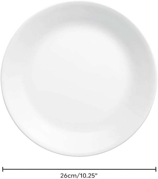 Corelle Vitrelle 4-Pieces 10.25" Glass Dinner Plates Chip & Crack Resistant Glass Dinnerware Set Plates, Winter Frost White - Image 3