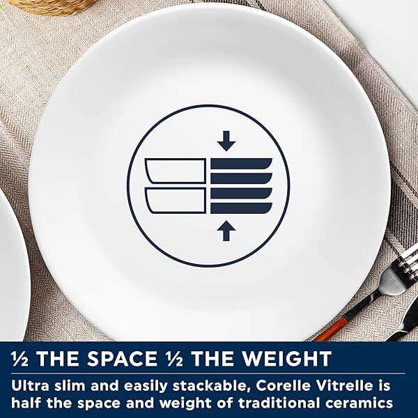 Corelle Vitrelle 4-Pieces 10.25" Glass Dinner Plates Chip & Crack Resistant Glass Dinnerware Set Plates, Winter Frost White - Image 7