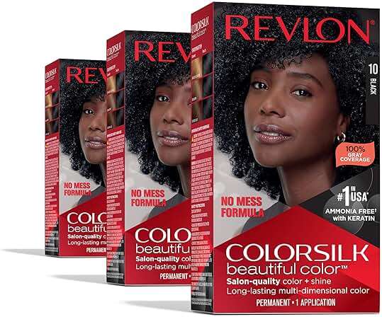Revlon Colorsilk Beautiful Color Permanent Hair Color, (OLD VERSION) 10 Black (Pack of 3) - Image 1