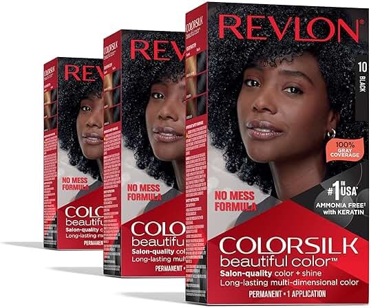 Revlon Colorsilk Beautiful Color Permanent Hair Color, (OLD VERSION) 10 Black (Pack of 3) - Product Image