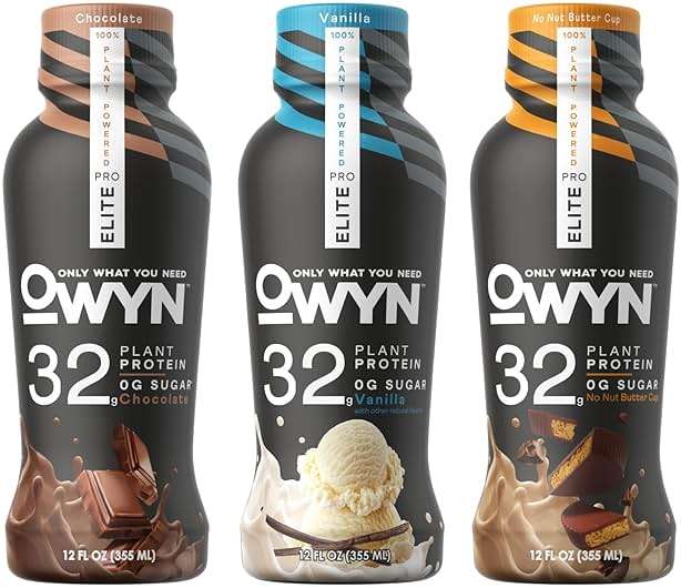 OWYN Only What You Need Pro Elite Protein Shake Variety Pack, 32g Protein, 0g Sugar, High Protein, Dairy Free, Gluten Free, Plant Based Protein Drink, 12 Count - Image 1