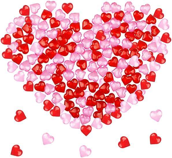 Fangoo 110 Pieces Red Pink Acrylic Heart Gems for Valentine's Day Decor Heart Rocks Vase Filler Table Scatter for DIY Crafts Engagement Wedding Anniversary Home Decoration - Image 1