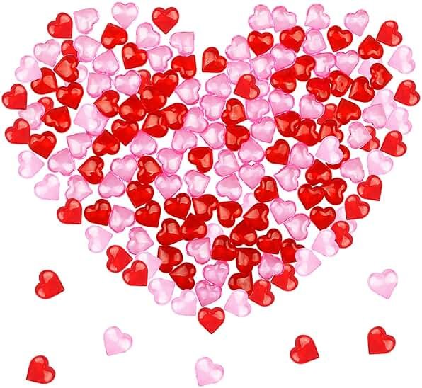Fangoo 110 Pieces Red Pink Acrylic Heart Gems for Valentine's Day Decor Heart Rocks Vase Filler Table Scatter for DIY Crafts Engagement Wedding Anniversary Home Decoration - Product Image
