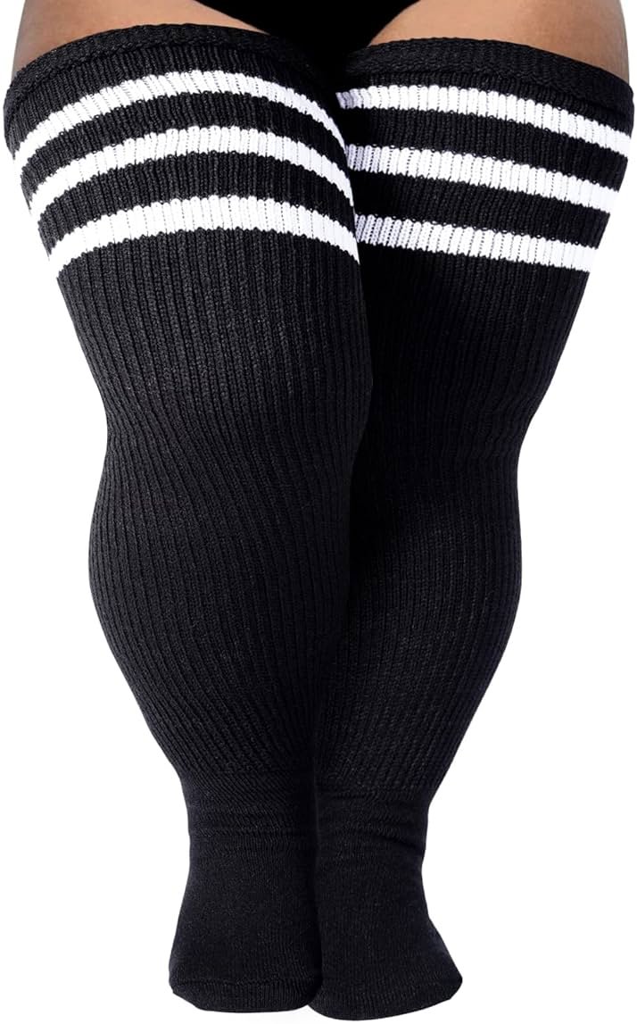 LOUSGUTA Plus Size Thigh High Socks for Thick Thighs- Extra Long Womens Cable Knitted Over Knee High Leg Warmer - Product Image