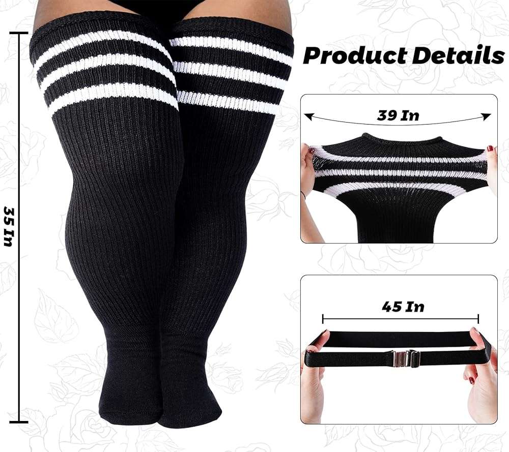 LOUSGUTA Plus Size Thigh High Socks for Thick Thighs- Extra Long Womens Cable Knitted Over Knee High Leg Warmer - Image 2