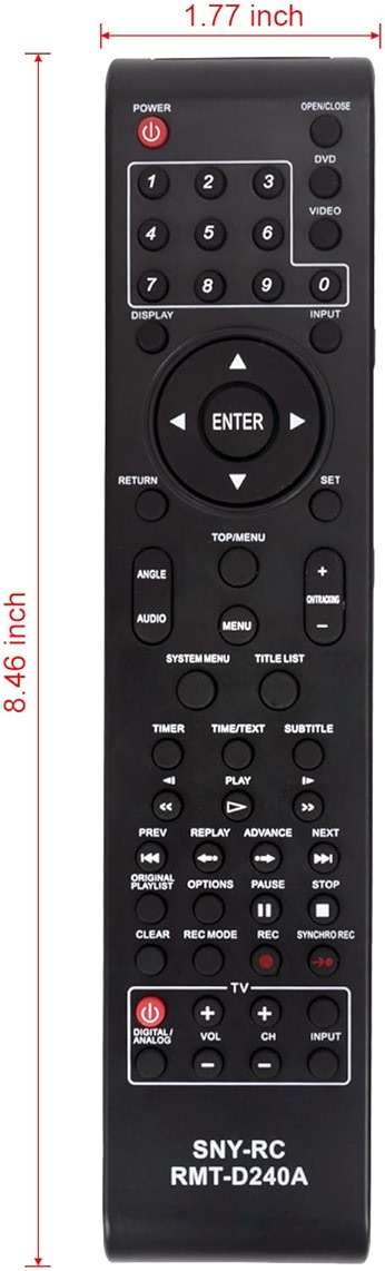 RMT-D240A Replaced Remote fit for Sony VCR DVD Player Combo RDR-VX555 RDR-VX525 RDR-VXD655 SDR-VX525/VCR RDRVX555 RDRVX525 RDRVXD655 SDRVX525/VCR - Image 2