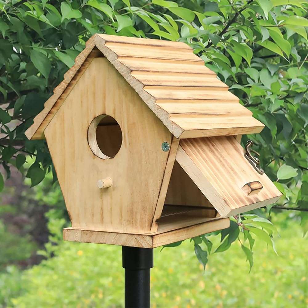 STARSWR Bird House,Outdoor Bluebird House for Outside Clearance,Wooden Birdhouse Finch Cardinals Hanging Birdhouse Nesting Box for Wild Bird Viewing - Image 2