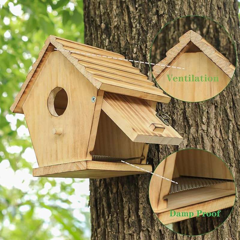 STARSWR Bird House,Outdoor Bluebird House for Outside Clearance,Wooden Birdhouse Finch Cardinals Hanging Birdhouse Nesting Box for Wild Bird Viewing - Image 5