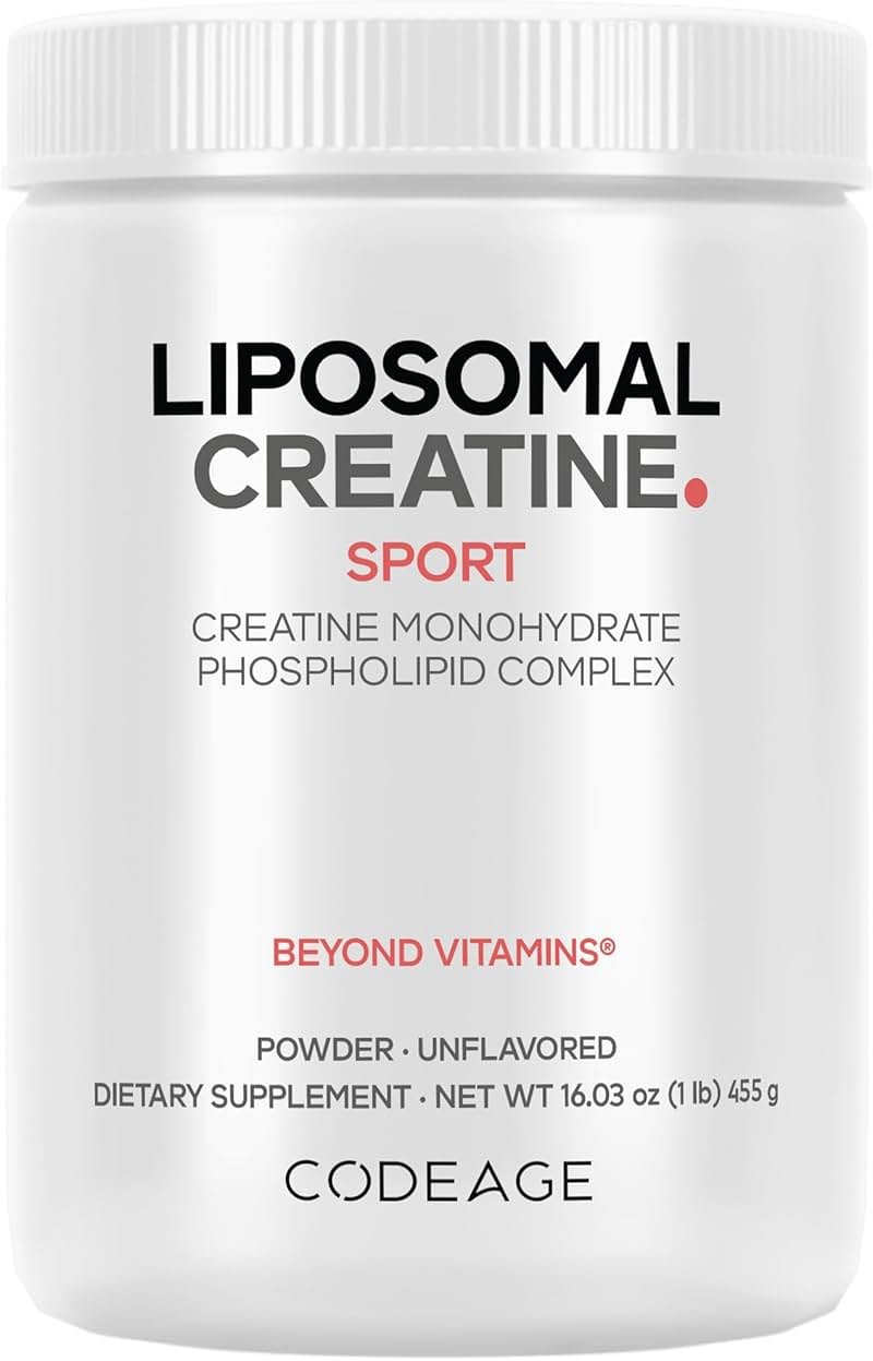 Codeage Liposomal Creatine Powder Supplement - 3-Month Supply - 5000mg Creatine Monohydrate Pre Workout & Post Workouts - Unflavored Creatine, Pure Creatine Powder, Creatinine for Sports - 90 Servings - Product Image