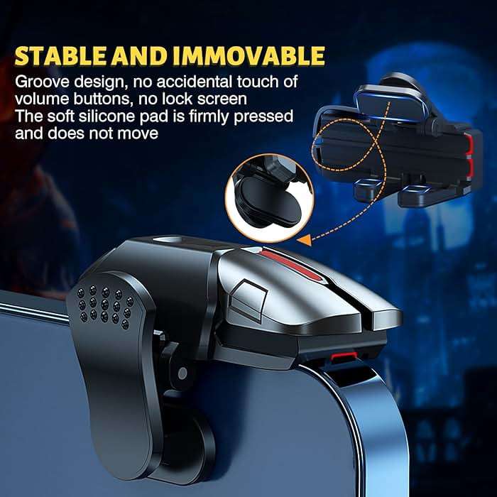 Newseego for 2022 New Model Mobile Game Controller Trigger, Mobile Game Accessories 6 Finger Trigger Sensitive Target Buttons Smartphone Game Controller Gamepad for PUBG/Survival Rules - Image 3