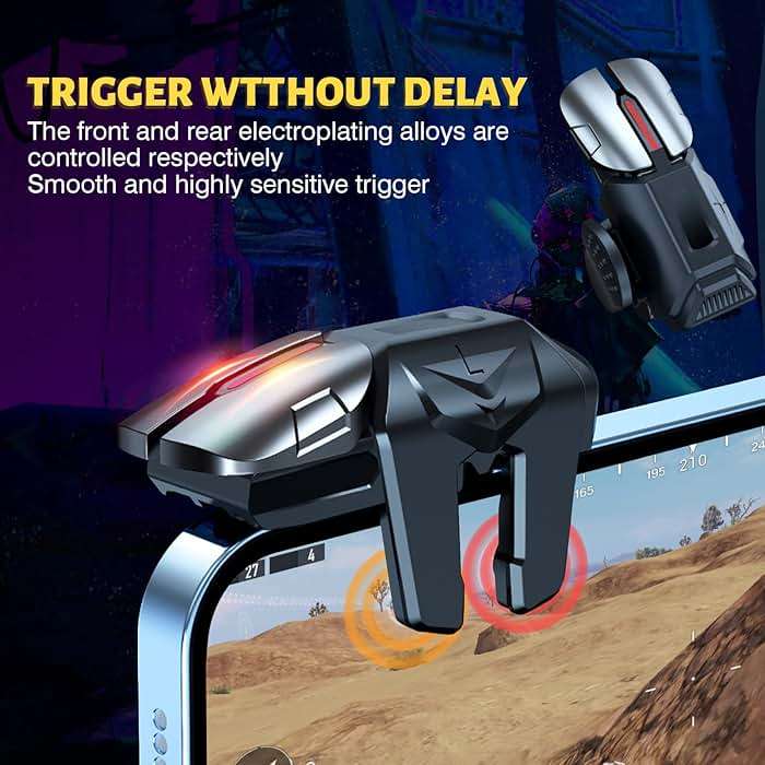 Newseego for 2022 New Model Mobile Game Controller Trigger, Mobile Game Accessories 6 Finger Trigger Sensitive Target Buttons Smartphone Game Controller Gamepad for PUBG/Survival Rules - Image 5