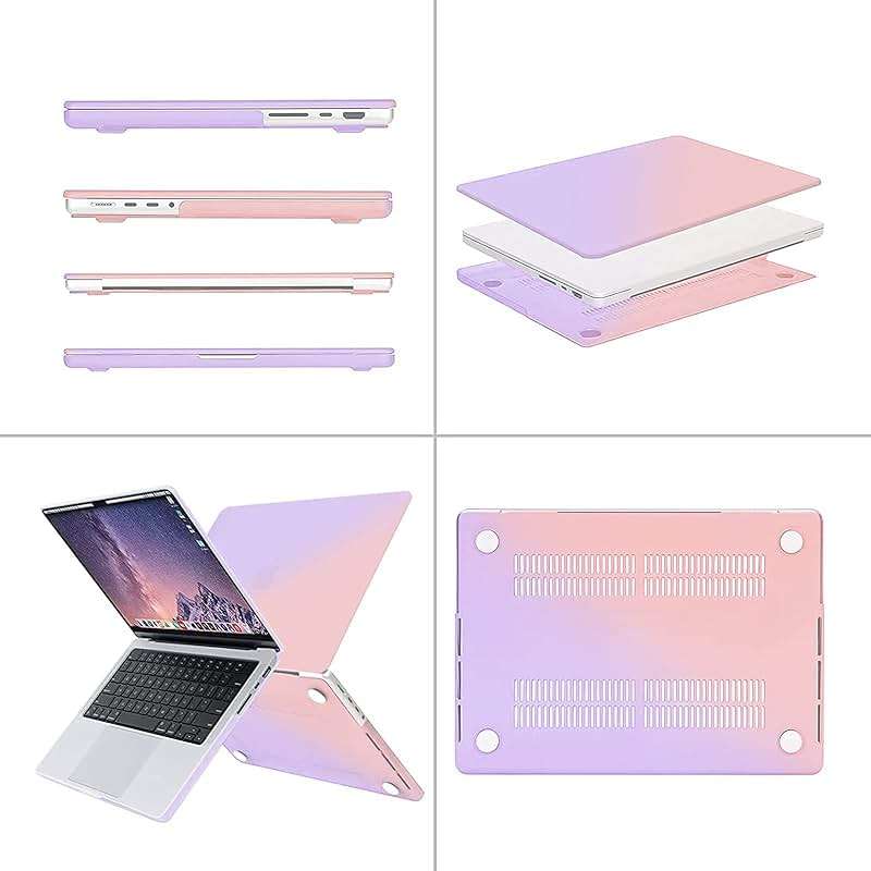 iCasso for MacBook Pro 14 inch Case 2025-2023 2021 Release M5 A3434 A3112 A3401 A3185 A2918 A2992 A2779 A2442 M4 M3 M2 M1 Pro/Max, Bundle 5 in 1, Case, Sleeve Bag for Mac Pro 14, Gradient Purple - Image 3