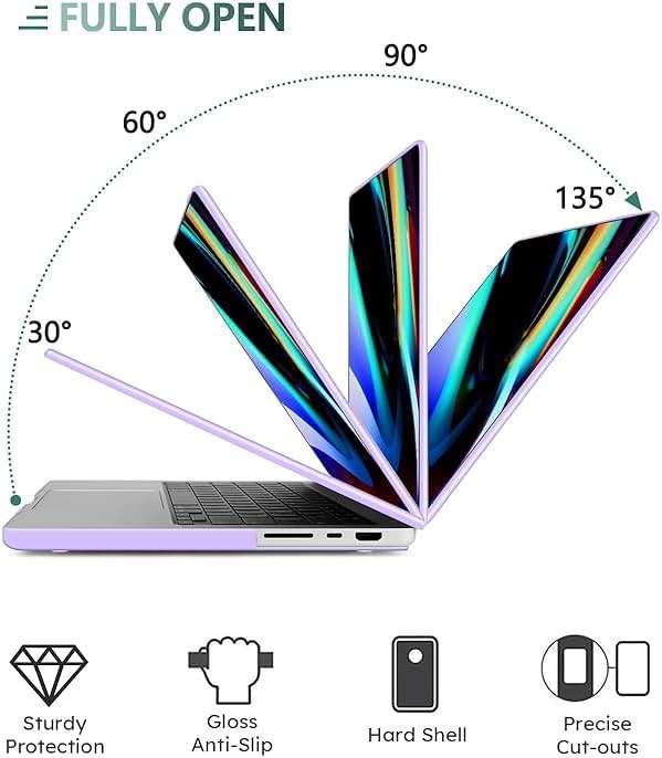 iCasso for MacBook Pro 14 inch Case 2025-2023 2021 Release M5 A3434 A3112 A3401 A3185 A2918 A2992 A2779 A2442 M4 M3 M2 M1 Pro/Max, Bundle 5 in 1, Case, Sleeve Bag for Mac Pro 14, Gradient Purple - Image 4
