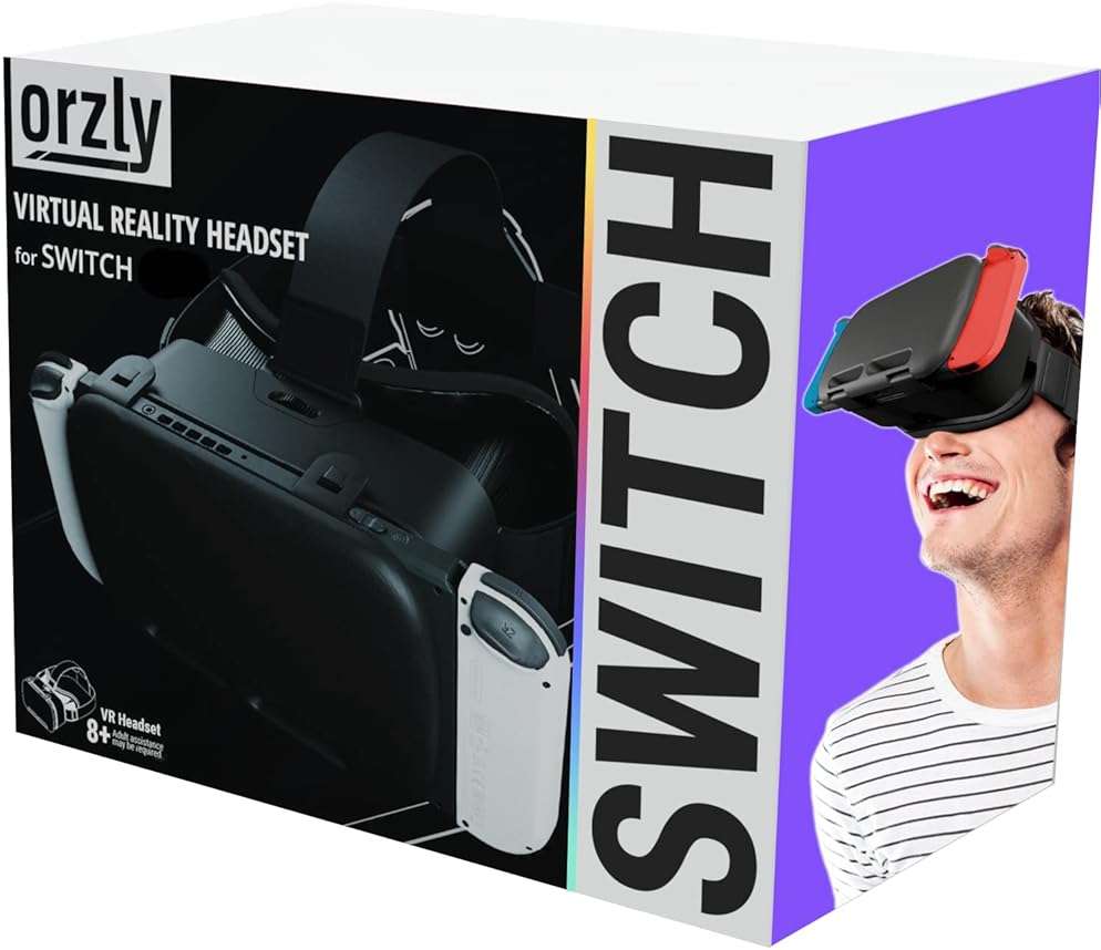 Orzly VR Headset Designed for Nintendo Switch & Switch OLED Console with Adjustable Lens for a Virtual Reality Gaming Experience and for Labo VR - Black - Gift Boxed Edition - Image 2