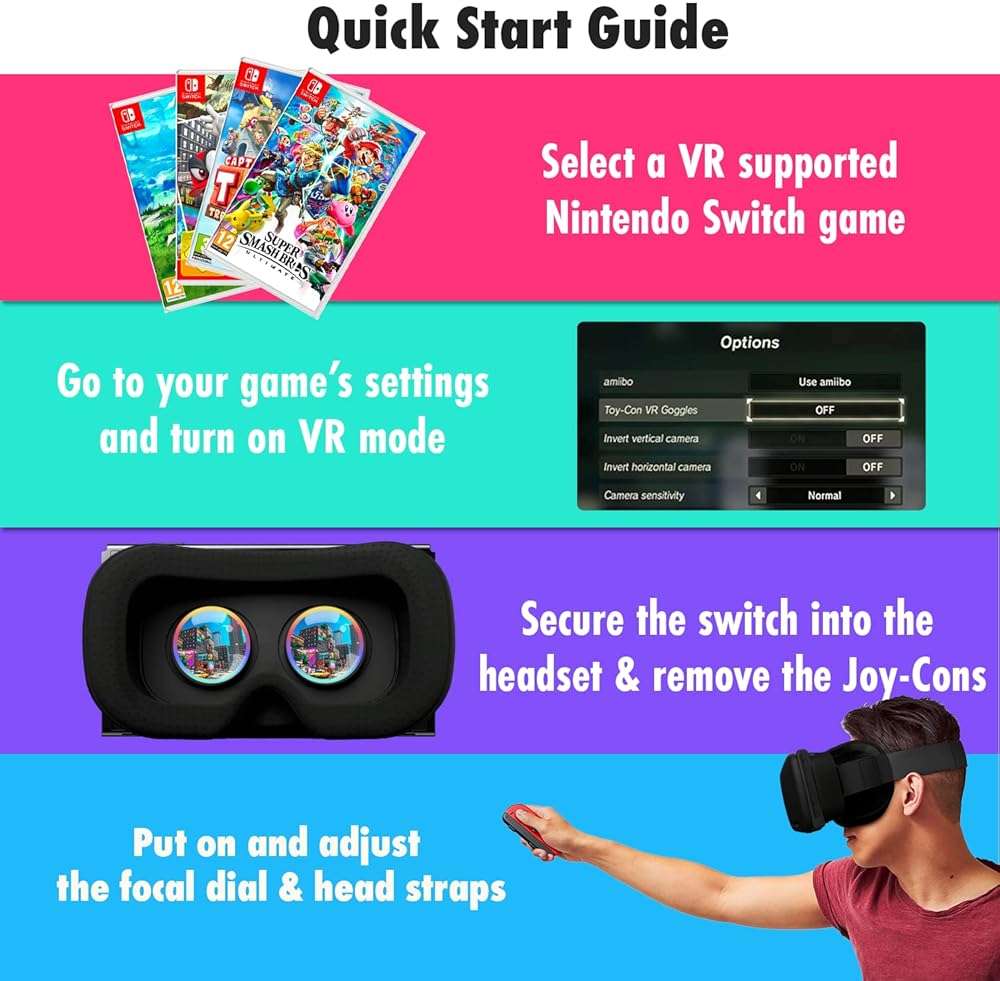 Orzly VR Headset Designed for Nintendo Switch & Switch OLED Console with Adjustable Lens for a Virtual Reality Gaming Experience and for Labo VR - Black - Gift Boxed Edition - Image 7